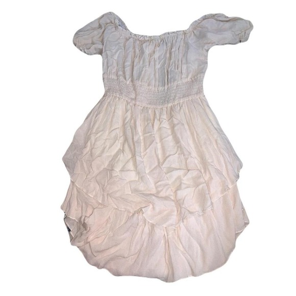 Know One Cares Tiered‎ Mini Dress Smocked Off Shoulder Casual L - Picture 1 of 2